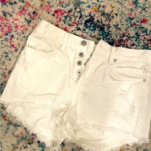 White jean shorts